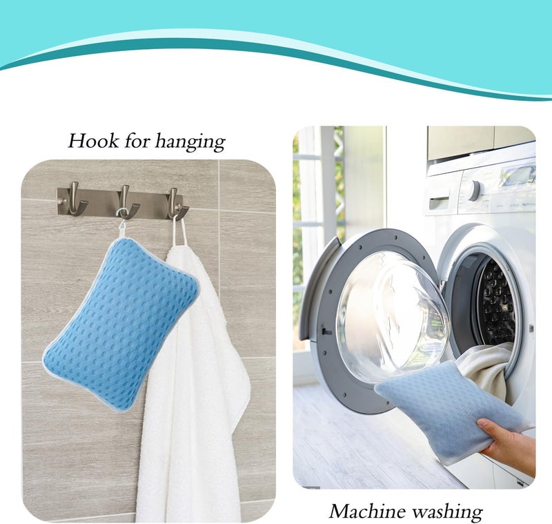 Rasenoo Bath Pillows for tub,Home Spa Pillows for Bathtub, Hot Tub,Head and Neck Support with 2 Strong Suction Cups,Blue - Image 5